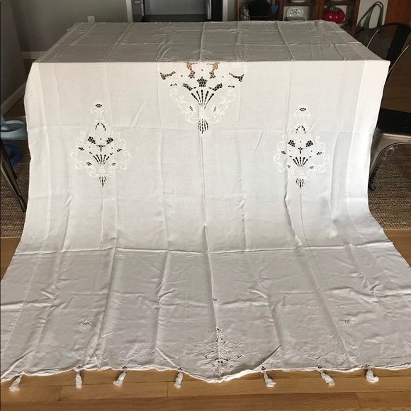 Italian hand crocheted eyelet curtain
